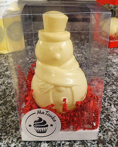 Bonhomme de neige en chocolat blanc